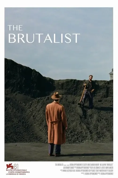 The Brutalist movie poster featuring Adrien Brody