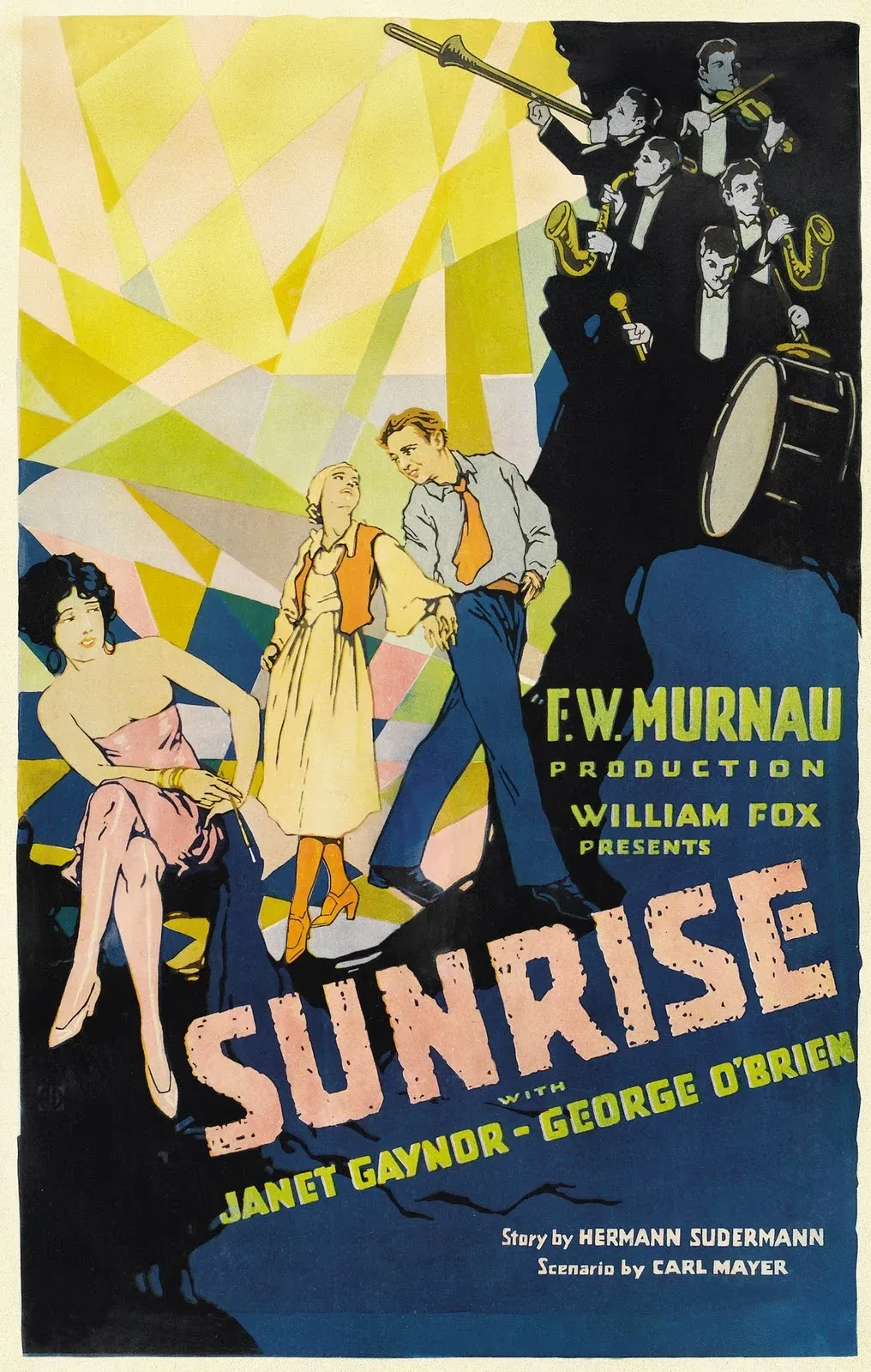 Original 1927 poster for Sunrise: A Song of Two Humans featuring Janet Gaynor and George O'Brien
