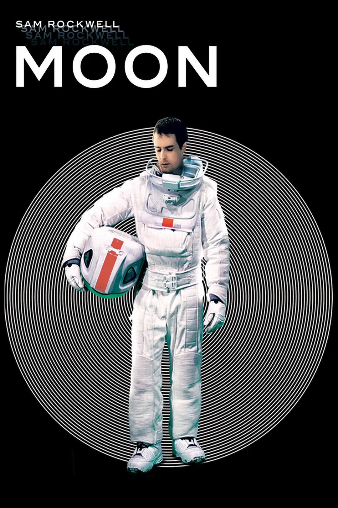 Moon 2009 movie poster featuring Sam Rockwell in a spacesuit