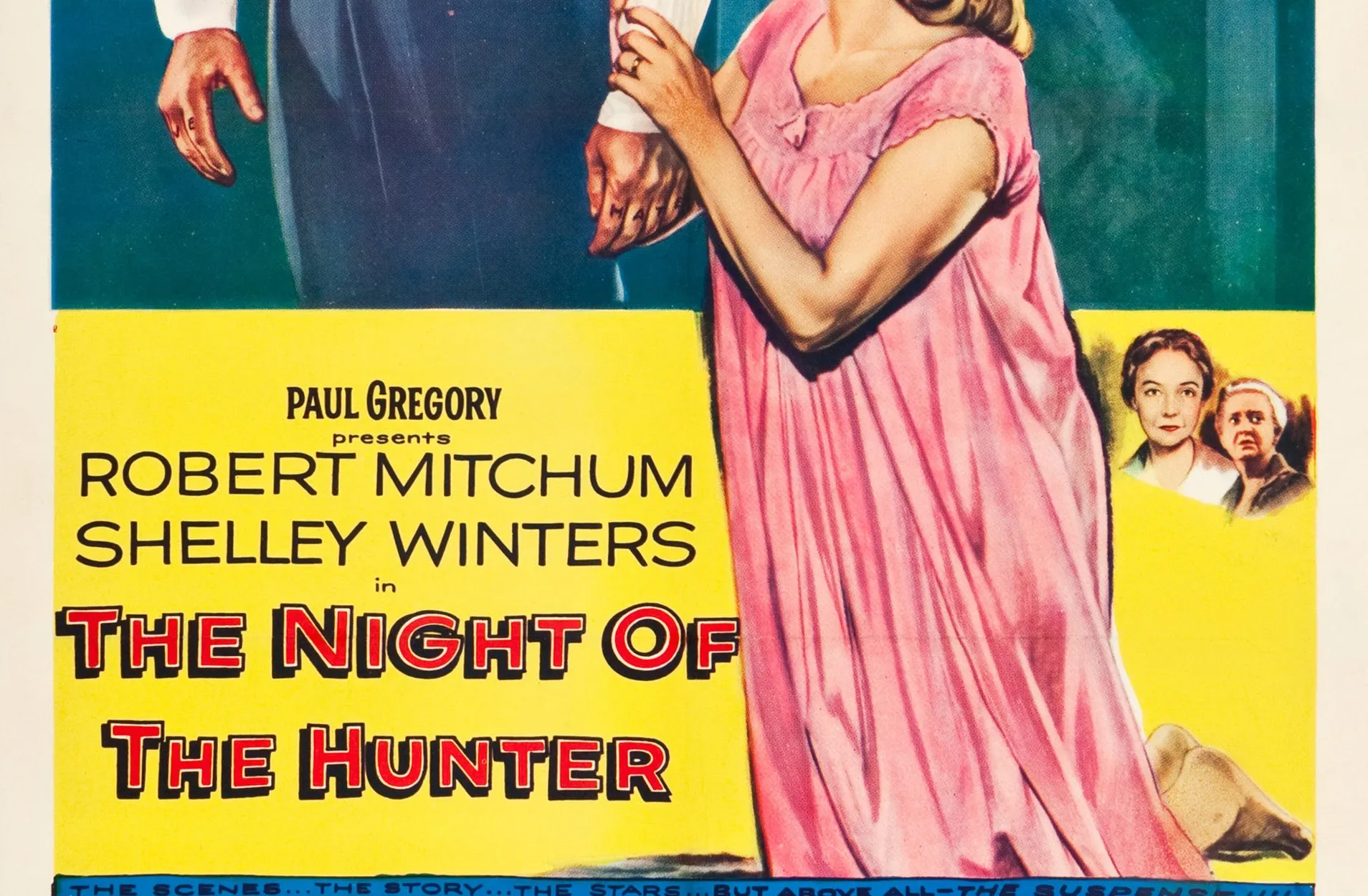 Lower section of the original 1955 poster for The Night of the Hunter